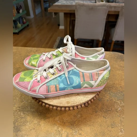 COACH Dawnell Patchwork Signature Sneakers - Picture 2 of 8